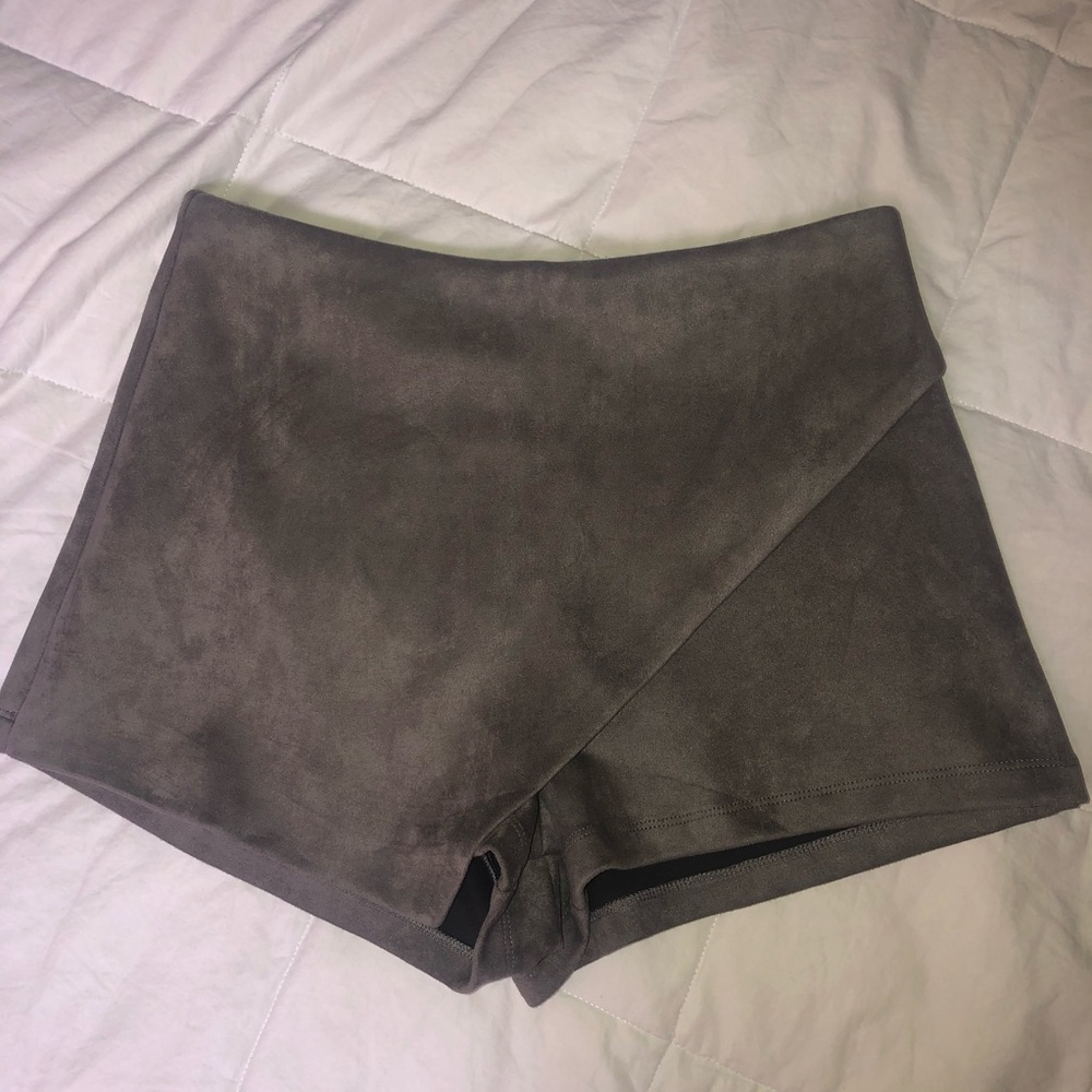 Taupe suede envelope skirt